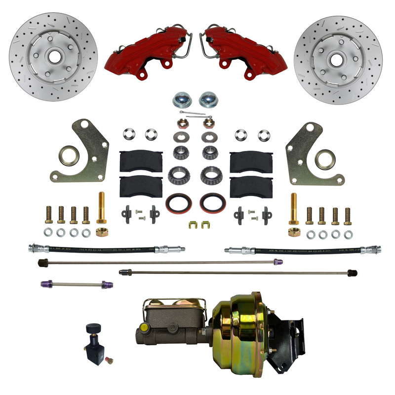 LEED Brakes Power Front Kit with Drilled Rotors and Red Powder Coated Calipers
